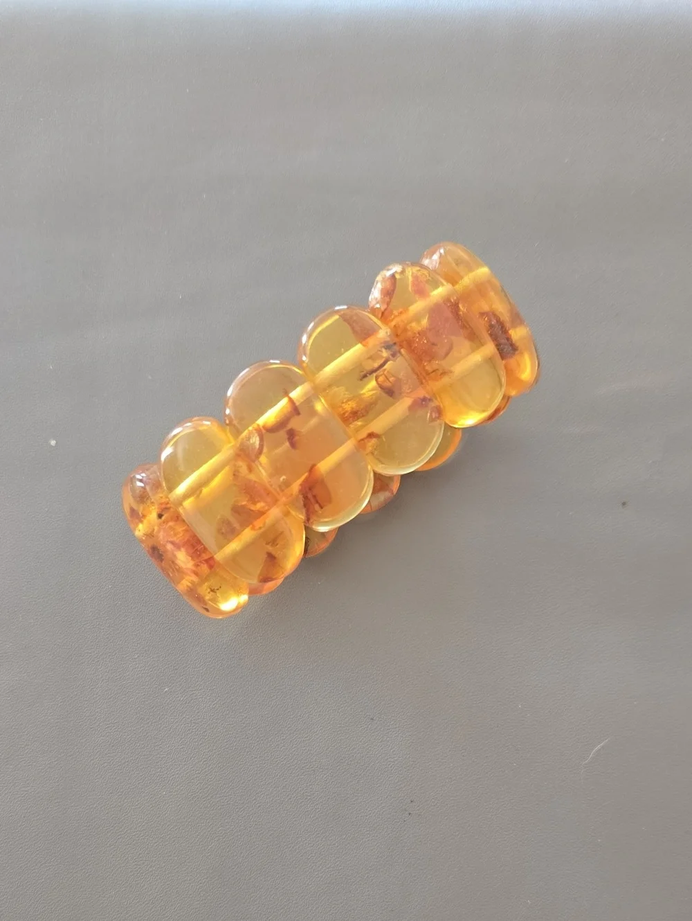 Vintage Genuine Baltic Amber Stretch Bracelet | Natural Honey Cognac | Estate - Picture 1 of 5